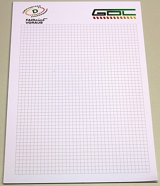 Schreibblock mit GDL-Logo